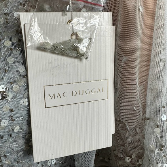 Mac Duggal 93655 Powder Blue Cape Sleeve Beaded Tea Length A-Line Dress 6 NWT - Picture 12 of 16